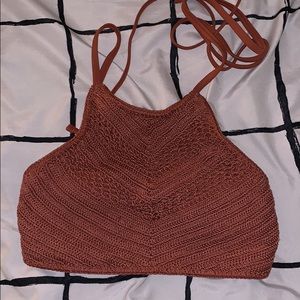 xhilaration halter bikini top crochet orange